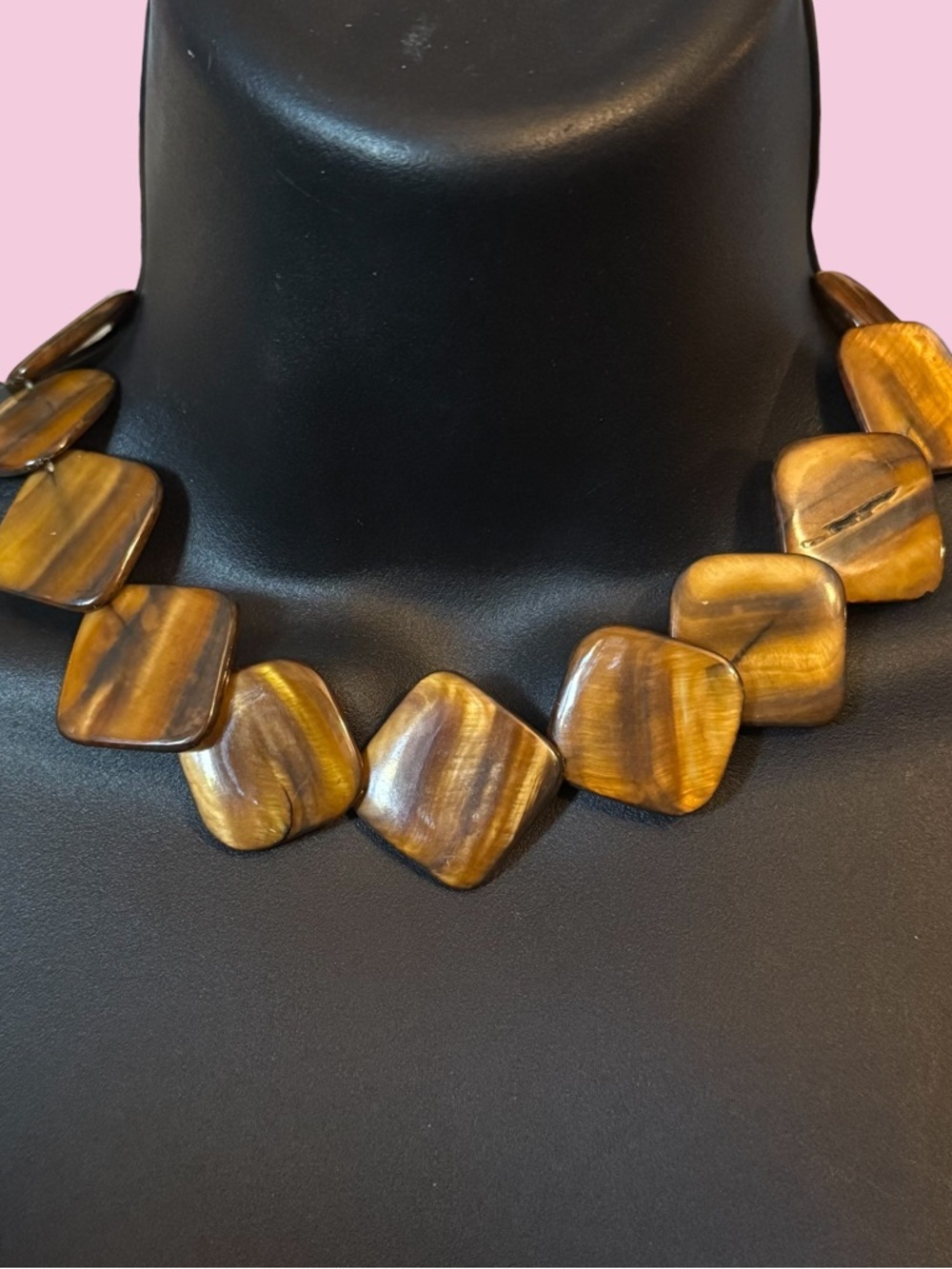Handcrafted Tiger's Eye Square Bead Necklace - Brown